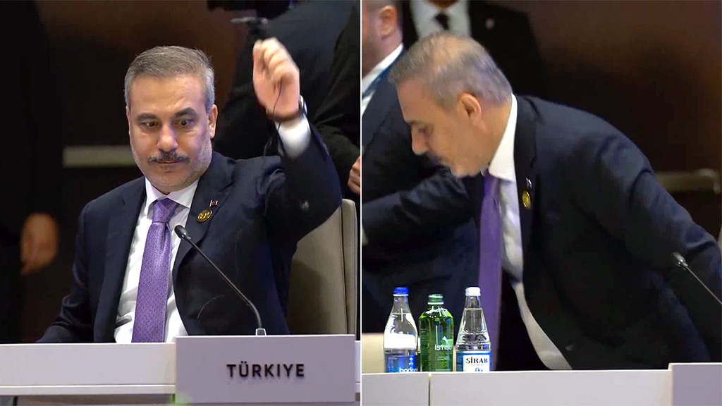 Hakan Fidan, İsrail Cumhurbaşkanı'nın konuşması sırasında salonu terk etti